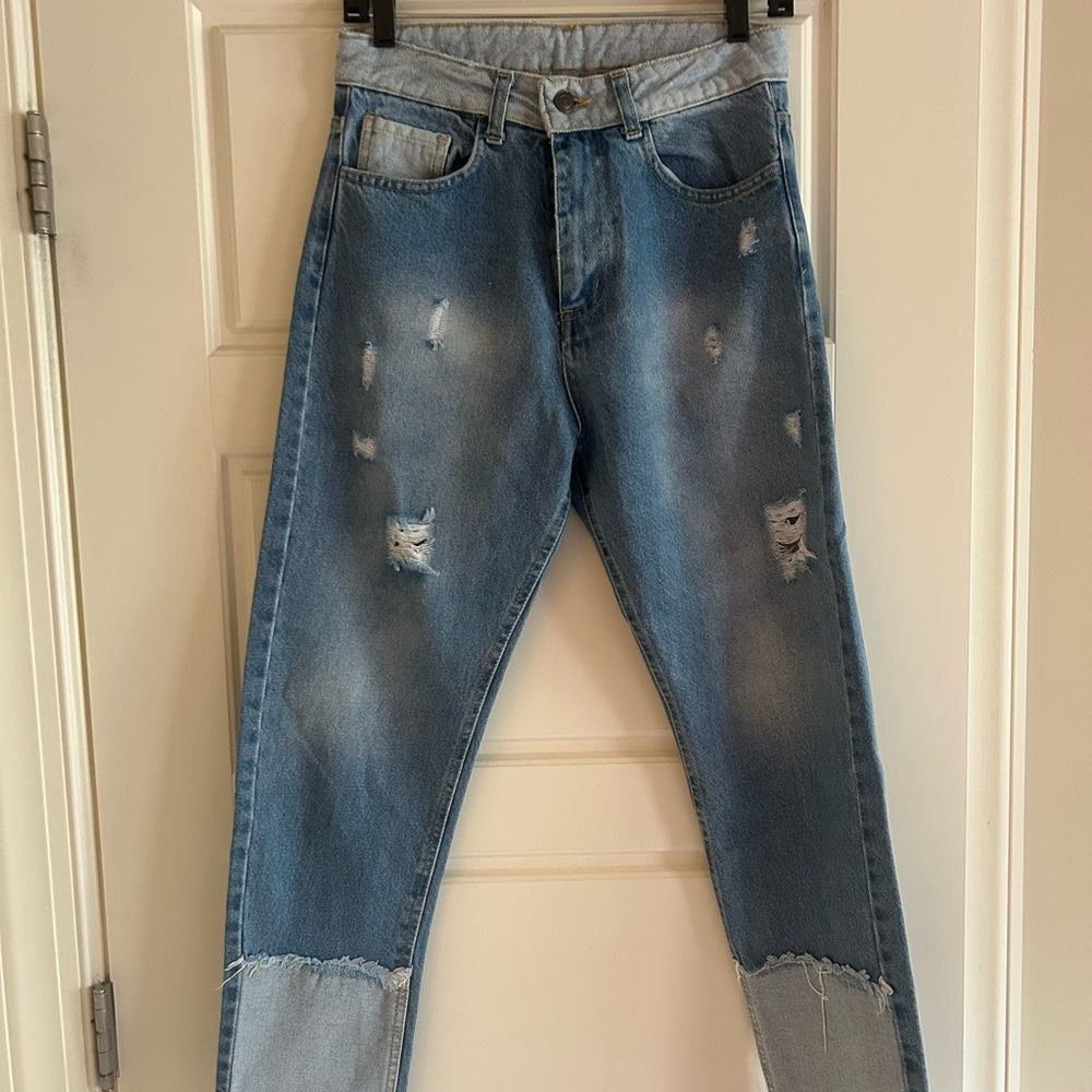 Distressed Blue Jeans